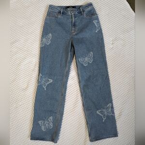 Butterfly Print Blue Women’s Jeans
